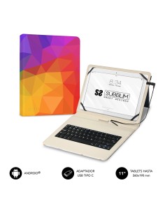 SUBBLIM Funda con Teclado Micro USB – Type C KEYTAB USB 11" Triangulos 2