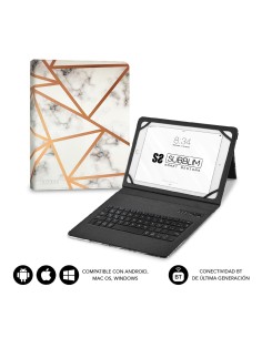 SUBBLIM Funda con Teclado Keytab Pro BT Trendy Marmol Blanco 2