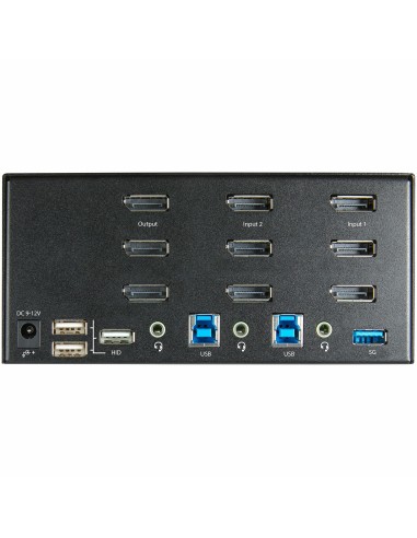 StarTech.com Switch Conmutador KVM de 2 Puertos DisplayPort 4K para 3 Monitores - Vídeo de 4K y 60Hz Ultra HD - HDR - Hub