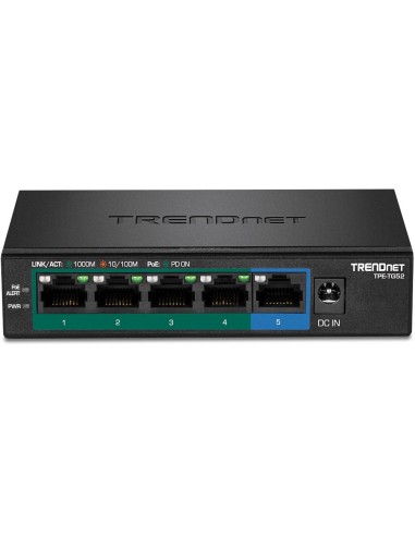 Trendnet TPE-TG52 switch No administrado Gigabit Ethernet (10 100 1000) Energía sobre Ethernet (PoE) Negro