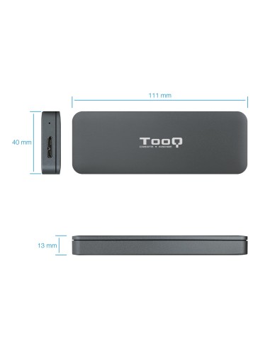TooQ TQE-2281G caja para disco duro externo Caja externa para unidad de estado sólido (SSD) Gris M.2