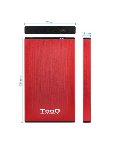 TooQ TQE-2527R caja para disco duro externo Caja de disco duro (HDD) Negro, Rojo 2.5"
