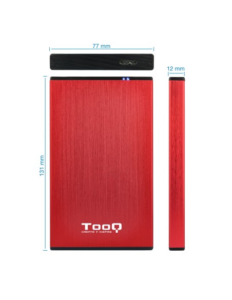 TooQ TQE-2527R caja para disco duro externo Caja de disco duro (HDD) Negro, Rojo 2.5"