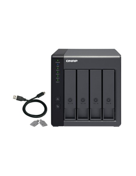 QNAP TR-004 caja para disco duro externo Carcasa de disco duro SSD Negro 2.5 3.5"