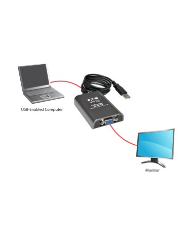 Tripp Lite U244-001-VGA-R Adaptador para Dos Monitores USB 2.0 a VGA, 128 MB SDRAM, 1920 x 1080 (1080p) @ 60 Hz
