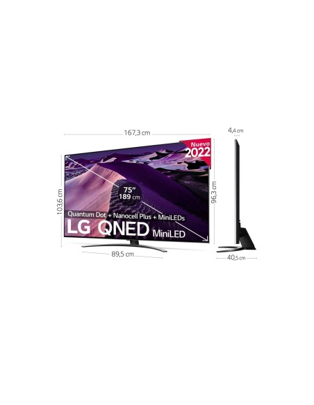 LG QNED MiniLED 75QNED876QB Televisor 190,5 cm (75") 4K Ultra HD Smart TV Wifi Negro, Plata