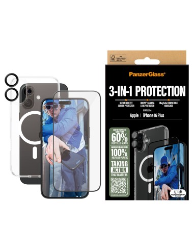 PanzerGlass ® 3-in-1 Protection Bundle iPhone 16 Plus Protector de pantalla Apple 1 pieza(s)