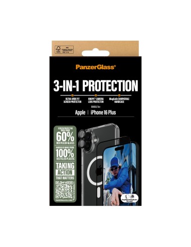 PanzerGlass ® 3-in-1 Protection Bundle iPhone 16 Plus Protector de pantalla Apple 1 pieza(s)