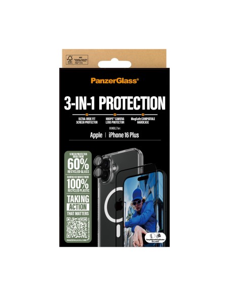 PanzerGlass ® 3-in-1 Protection Bundle iPhone 16 Plus Protector de pantalla Apple 1 pieza(s)