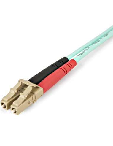 StarTech.com Cable de 1m de Fibra Óptica Multimodo LC UPC a LC UPC OM4 - 50 125µm - Fibra LOMMF VCSEL - Redes de 100G - Cable