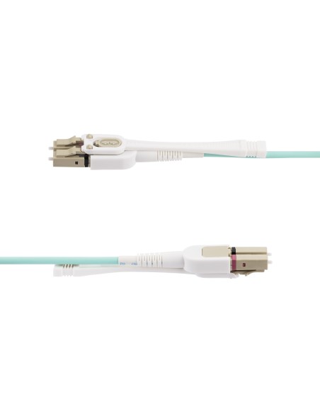 StarTech.com Cable de Fibra Óptica Multimodo LC a LC (UPC) OM4 de 3m - con Pestillos - 50 125µm - Redes de 100G - Resistente a