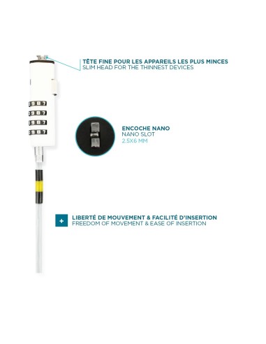 Mobilis 001330 cable antirrobo Blanco 1,8 m