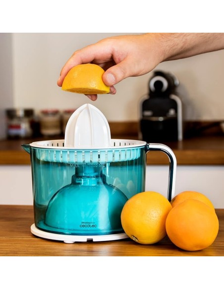 Cecotec ZitrusEasy Basic Exprimidor eléctrico con brazo 40 W Transparente, Turquesa, Blanco