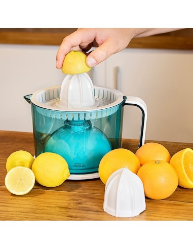 Cecotec ZitrusEasy Basic Exprimidor eléctrico con brazo 40 W Transparente, Turquesa, Blanco