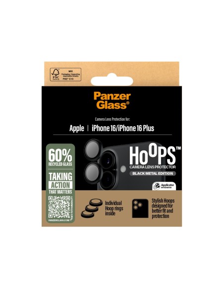 PanzerGlass ® Hoops® Camera Lens Protector Black iPhone 16 | 16 Plus Protector de pantalla Apple 1 pieza(s)