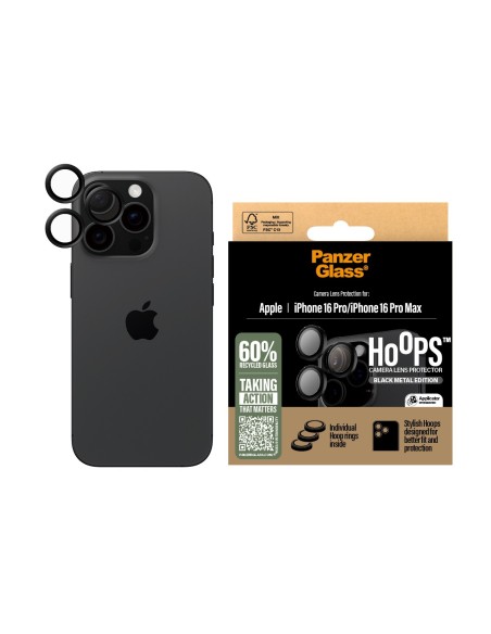PanzerGlass ® Hoops® Camera Lens Protector Black iPhone 16 Pro | 16 Pro Max Protector de pantalla Apple 1 pieza(s)