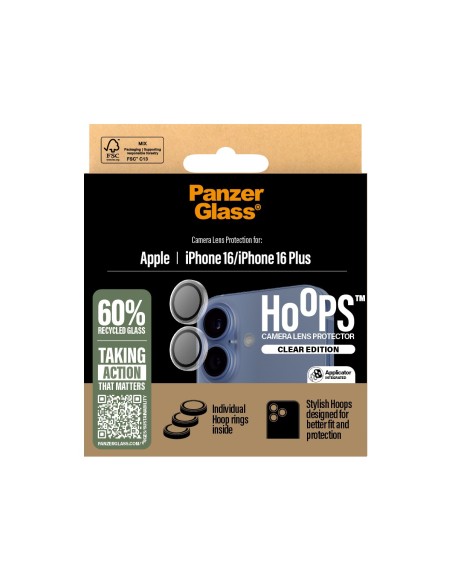 PanzerGlass ® Hoops® Camera Lens Protector Transparent iPhone 16 | 16 Plus Protector de pantalla Apple 1 pieza(s)