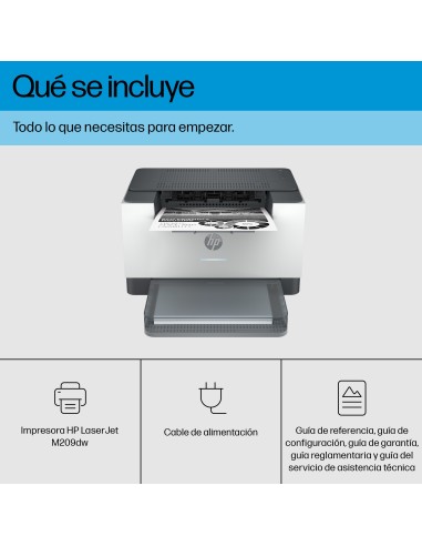 HP LaserJet M209dw Inalámbrico Blanco y negro Impresora, A doble cara