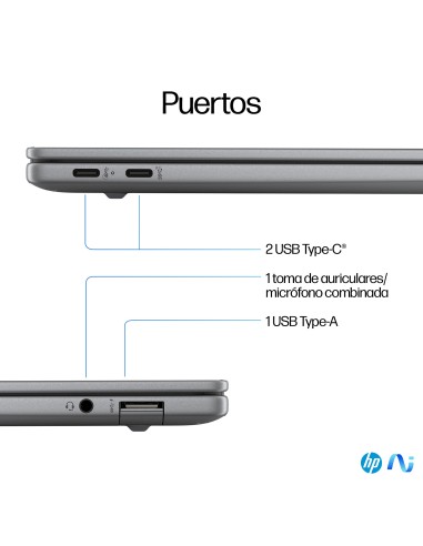 HP OmniBook X 14-fe0009ns Copilot+ PC Qualcomm Snapdragon X1E-78-100 Portátil 35,6 cm (14") Pantalla táctil 2.2K 32 GB
