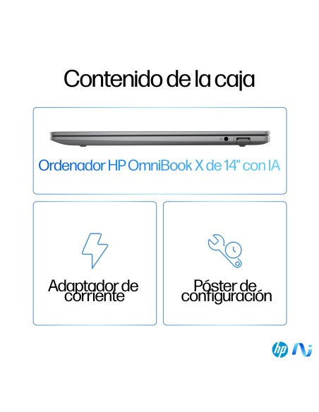 HP OmniBook X 14-fe0009ns Copilot+ PC Qualcomm Snapdragon X1E-78-100 Portátil 35,6 cm (14") Pantalla táctil 2.2K 32 GB