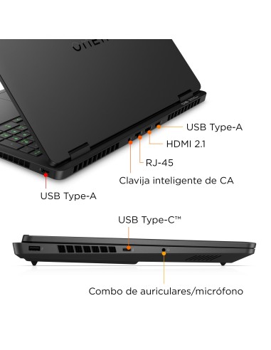 HP OMEN Gaming 16-am0037ns Intel Core Ultra 7 255H Portátil 40,6 cm (16") 2K 32 GB DDR5-SDRAM 1 TB SSD NVIDIA GeForce RTX 5060