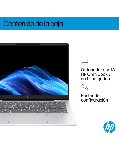 HP OmniBook 7 AI 14-fr0011ns Intel Core Ultra 5 225U Portátil 35,6 cm (14") 2K 16 GB LPDDR5-SDRAM 1 TB SSD Wi-Fi 7 (802.11be)