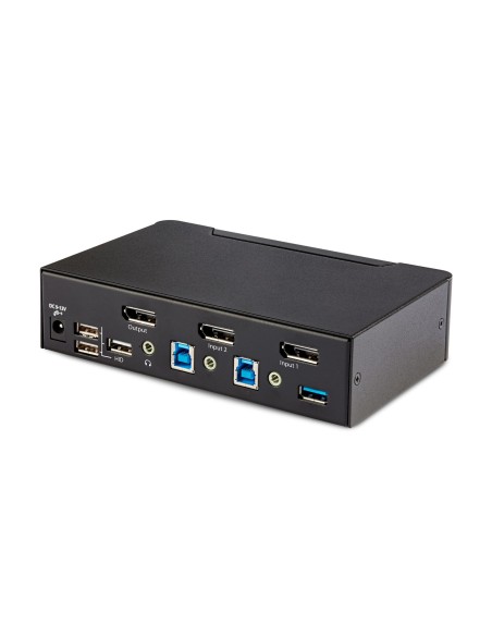 StarTech.com Switch Conmutador KVM DisplayPort de 2 Puertos - 8K60 4K144 - para Un Monitor - DP 1.4 - 2x USB 3.0 - 4x USB 2.0