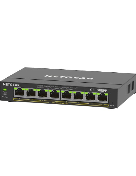 NETGEAR 8-Port Gigabit Ethernet High-Power PoE+ Plus Switch (GS308EPP) Gestionado L2 L3 Gigabit Ethernet (10 100 1000) Energía