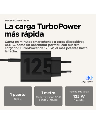 Motorola TurboPower 125W Universal Negro Corriente alterna Carga rápida Interior