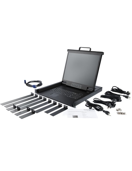 StarTech.com Consola KVM de Montaje en Rack de Servidores - Teclado QWERTY - KVM VGA de 1 Puerto con Monitor LCD de 19" -