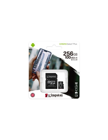 Kingston Technology Canvas Select Tarjeta micSDXC Plus 100R A1 C10 de 256 GB + ADP