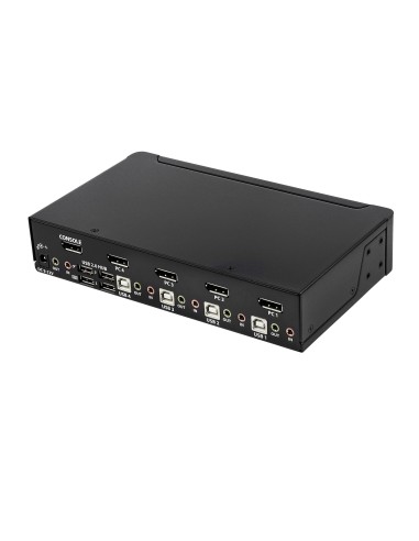 StarTech.com Switch Conmutador KVM de 4 Puertos DisplayPort - 4K 60Hz - para Una Pantalla - Switch KVM de 4 Puertos DP 1.2 con