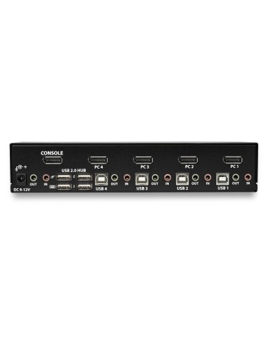 StarTech.com Switch Conmutador KVM de 4 Puertos DisplayPort - 4K 60Hz - para Una Pantalla - Switch KVM de 4 Puertos DP 1.2 con
