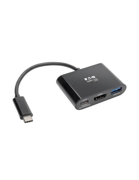 Tripp Lite U444-06N-H4UB-C Adaptador USB-C a HDMI 4K con Puerto USB-A y Carga PD, HDCP, Negro