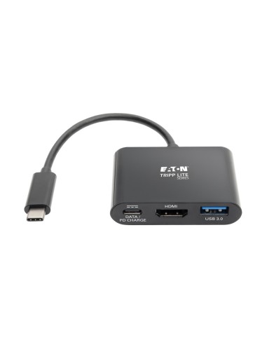 Tripp Lite U444-06N-H4UB-C Adaptador USB-C a HDMI 4K con Puerto USB-A y Carga PD, HDCP, Negro