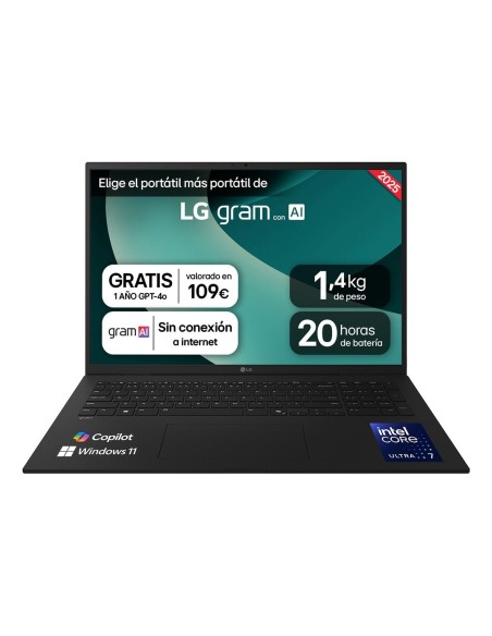 LG 17Z90T-G.AA78B ordenador portatil Intel Core Ultra 7 255H Portátil 43,2 cm (17") WQXGA 16 GB LPDDR5x-SDRAM 1 TB Unidad de
