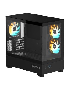 GIGABYTE C201 PANORAMIC Caja de PC – Torre Media, m-ATX, soporte para radiador de 360 mm, 3 ventiladores preinstalados, USB 2