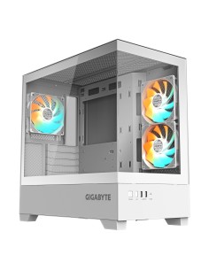 GIGABYTE C201 PANORAMIC ICE Caja para PC – Torre media, m-ATX, compatible con radiador de 360 mm, 3 ventiladores preinstalados,