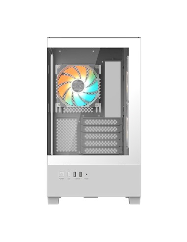 GIGABYTE C201 PANORAMIC ICE Caja para PC – Torre media, m-ATX, compatible con radiador de 360 mm, 3 ventiladores preinstalados,