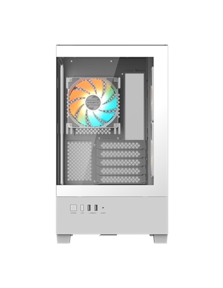 GIGABYTE C201 PANORAMIC ICE Caja para PC – Torre media, m-ATX, compatible con radiador de 360 mm, 3 ventiladores preinstalados,