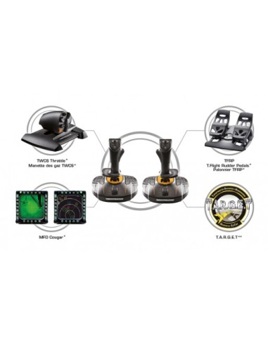 Thrustmaster T.16000M FCS SPACE SIM DUO Negro, Naranja USB Palanca de mando Analógico Digital PC