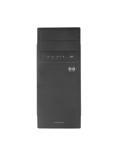 Tacens 2INITIOX, Caja PC Semitorre ATX, Ventilador Lateral 12cm, Frontal Aluminio Pulido, Acero, Negro
