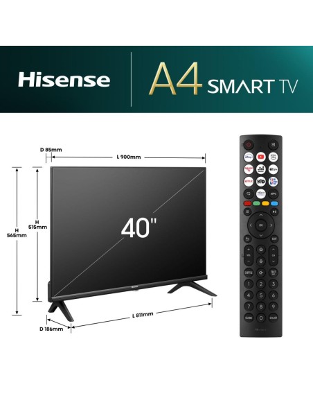 Hisense 40A4N 101,6 cm (40") Full HD Smart TV Wifi Negro 200 cd   m²