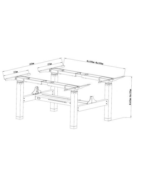 Equip 650830 estructura regulable para escritorio Eléctrico 4 pata(s) Gris