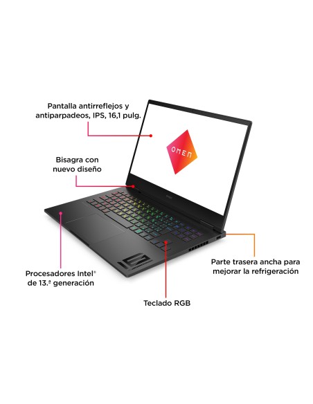 HP OMEN 16-wd0011ns Intel® Core™ i7 i7-13620H Portátil 40,9 cm (16.1") Full HD 32 GB DDR5-SDRAM 1 TB SSD NVIDIA GeForce RTX