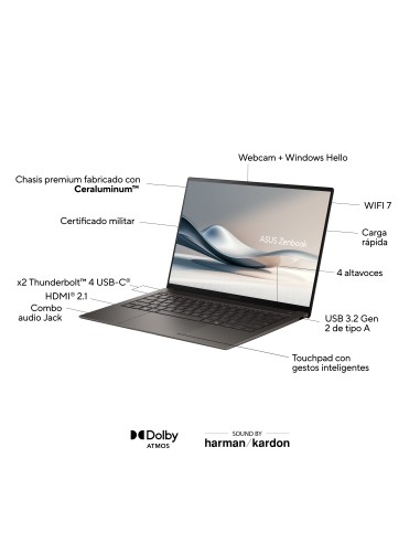 ASUS Zenbook S 14 OLED UX5406SA-PZ334W Copilot+ PC - Ordenador Portátil 14" 3K 120Hz (Intel Core Ultra 7 258V, 32GB RAM, 1TB