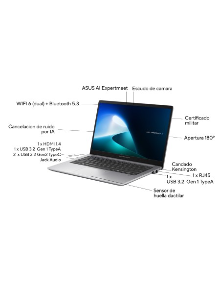 ASUS ExpertBook P1 P1403CVA-S60628X - Ordenador Portátil 14" Full HD (Intel Core i7-13620H, 16GB RAM, 512GB SSD, UHD Graphics,