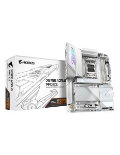 GIGABYTE X870E AORUS PRO ICE Placa Base - Soporta CPUs AMD Ryzen 9000, 16+2+2 Fases VRM Digital, hasta 8000MHz DDR5 (OC),
