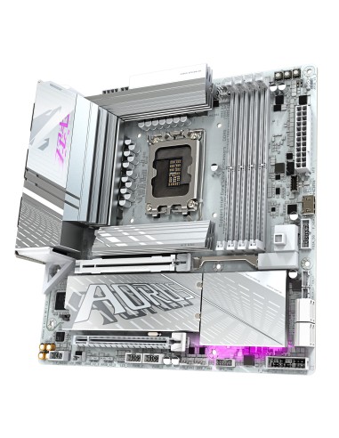 GIGABYTE Placa base Z890M AORUS ELITE WIFI7 ICE - Compatible con CPUs Intel Core Ultra (Serie 2), VRM de 12+1+2 fases, hasta