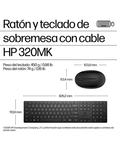 HP Teclado y ratón con cables Desktop 320MK